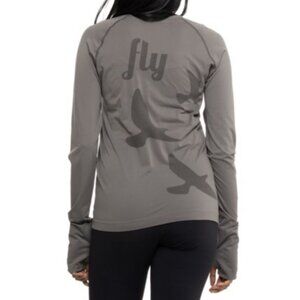 NEW Oiselle Altitude Shirt Long Sleeve Running Small Flyte birds Basalt gray tee
